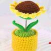 Crochet flower artificial sunflowers are suitable for office desk and car dashboard decoration, inspiring gifts, women's hand-knitted flowers, birthday and Christmas parties, home decoration (yellow decorative sunflowers)