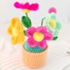 Crochet flowers, small potted knitted flowers suitable for car instrument panels, cute car crochet center console decoration, handcrafted traditional home decoration (pink and red)