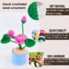 Hand-crocheted wool lotus and lotus leaf ornaments, crocheted wool artificial plants, hand-crocheted flowers, suitable for home rooms, dining tables, office decorations and birthday gifts for family and friends on anniversaries