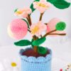 Crocheted peach bouquet strap, 7-inch (about 17.8 cm), knitted artificial pink hand-woven flower strap, exquisite flowerpot, suitable for women's birthday gifts, home office decoration (pink)