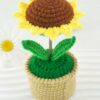 Hand-knitted wool crocheted products, little white rabbit hand-crocheted products, decorative items, crochet flowers, artificial sunflowers, suitable for office desk, car dashboard decoration, inspiring gifts, women's hand-knitted flowers, birthday and Christmas parties, home decoration