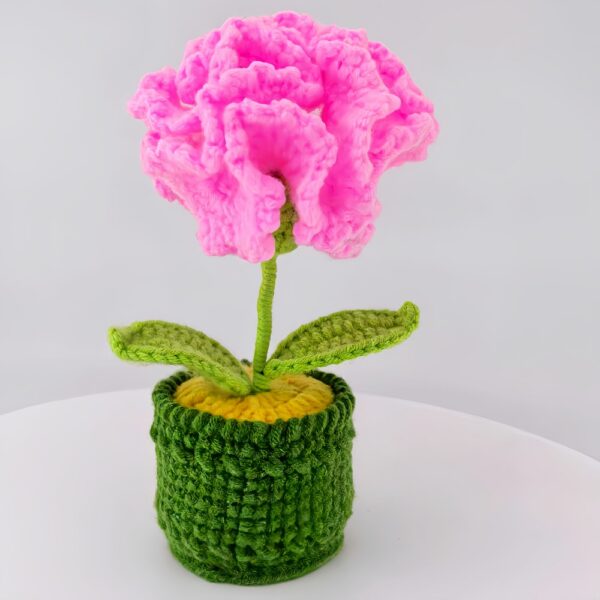 Crochet Flowers For Sale - Handmade Knitted Potted Flower Plant, Creative Wool Yarn Desktop Decoration, Car Room Decor
