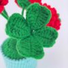 Beautiful and noble red hand-crocheted flowers, hand-crocheted flowerpots, knitted flower plants, Kawaii hand-crocheted flowers, small potted artificial flower plants, desktop home car dashboard decoration
