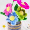 High-end knitted hand-crocheted potted flower cotton DIY artificial plants, long-lasting home decoration, suitable for birthdays, weddings, friends and family.
