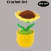 Crochet flower artificial sunflowers are suitable for office desk and car dashboard decoration, inspiring gifts, women's hand-knitted flowers, birthday and Christmas parties, home decoration (yellow decorative sunflowers)