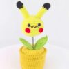 Cute little rabbit fashionable crochet flower ornament, small crochet flower potted artificial flower plant, suitable for office desk, home car dashboard, office decoration