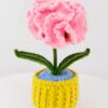 Pink Carnation Unique crochet flower plants Potted Creative Office Desktop Knitted Handmade Wool Yarn Finished Products Car Room Decoration