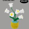 6 White Lily of the Valley Flowers Wool Handmade Desktop Ornaments, Cute Hand-crocheted White Lily of the Valley Flower Pot (Emotional Support Plant), Gift for Family/Friends/Teachers