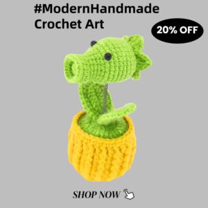 Green Crochet Flower High-End Home Decor Desktop Ornaments Handmade Crochet Potted Plants - Mini Crochet Potted Flowers - Elegant Flower Decoration and Intimate Gift