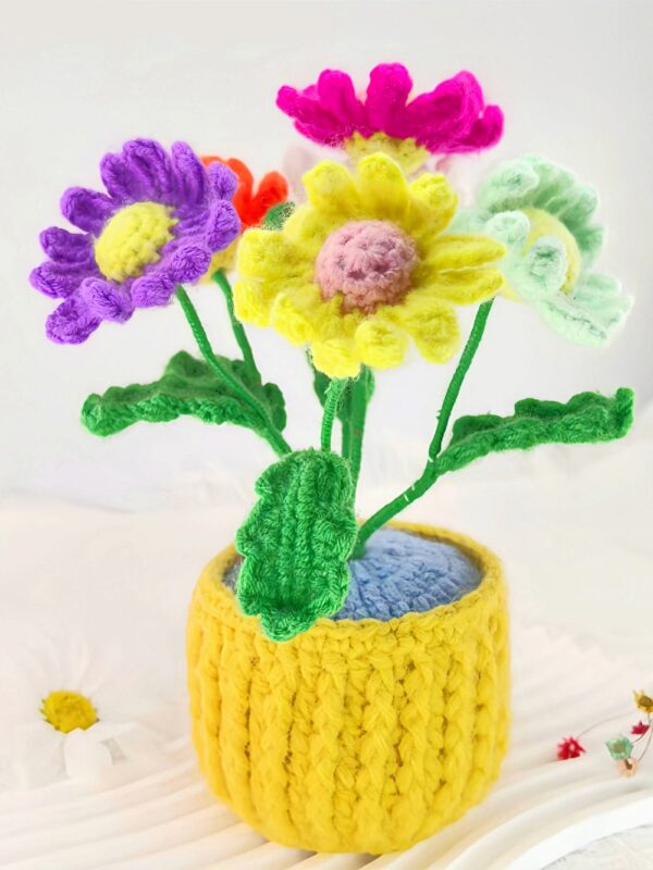 Personalized design hand-crocheted flower ornaments, colorful flowers for home decoration, high-end handcrafted handicraft gifts