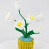6 White Lily of the Valley Flowers Wool Handmade Desktop Ornaments, Cute Hand-crocheted White Lily of the Valley Flower Pot (Emotional Support Plant), Gift for Family/Friends/Teachers