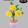 Yellow peach hand-crocheted flower desktop ornament, high-end home hand-knitted wool decoration, gift for family and friends, home wedding desk and coffee shop decoration
