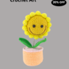 Sunflower shaking head knitted ornament, pink flowerpot knitted crochet, sunflower potted plant, sunflower is a handmade flower suitable for friends, students, family and loved ones, home office decoration, car decoration.