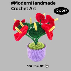 8 red wool flowers home desktop ornaments handmade crochet decoration wool crafts handmade crochet wool potted simulation plants computer desktop ornaments holiday gifts