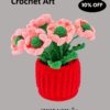 Hot sale 6 pink handmade wool crochet flower pots desktop ornaments fashionable home decorations crochet flower pots, handmade crochet flower plants, high-end desktop decorations, noble crochet flower pots, crochet gifts for plant lovers