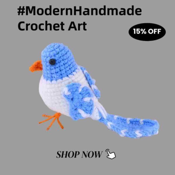 Cute blue bird home decorations, wool hand-crocheted items, desktop ornaments, handcrafted handicrafts, gifts for family and friends, family wedding desks, coffee shop decorations