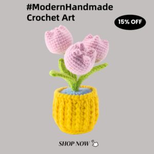 Hand-crocheted tulip ornaments, artificial tulips hand-woven flowers, suitable for home and office decoration, and as birthday gifts for family and friends on their anniversaries