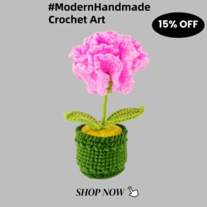 Crochet Flowers For Sale - Handmade Knitted Potted Flower Plant, Creative Wool Yarn Desktop Decoration, Car Room Decor