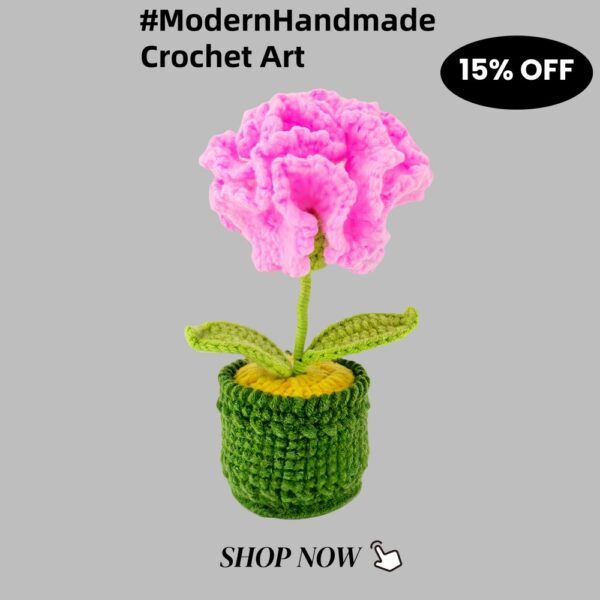 Crochet Flowers For Sale - Handmade Knitted Potted Flower Plant, Creative Wool Yarn Desktop Decoration, Car Room Decor
