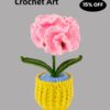 Pink Carnation Unique crochet flower plants Potted Creative Office Desktop Knitted Handmade Wool Yarn Finished Products Car Room Decoration