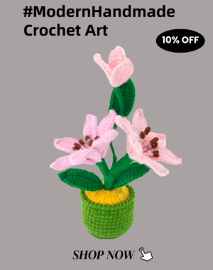High-end knitted hand-crocheted potted flower cotton DIY artificial plants, long-lasting home decoration, suitable for birthdays, weddings, friends and family.