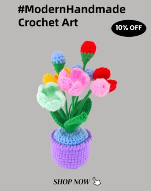 Artificial plant crochet hand-woven flowers are suitable for home rooms, dining tables, office decorations, and birthday gifts for family and friends on their anniversaries