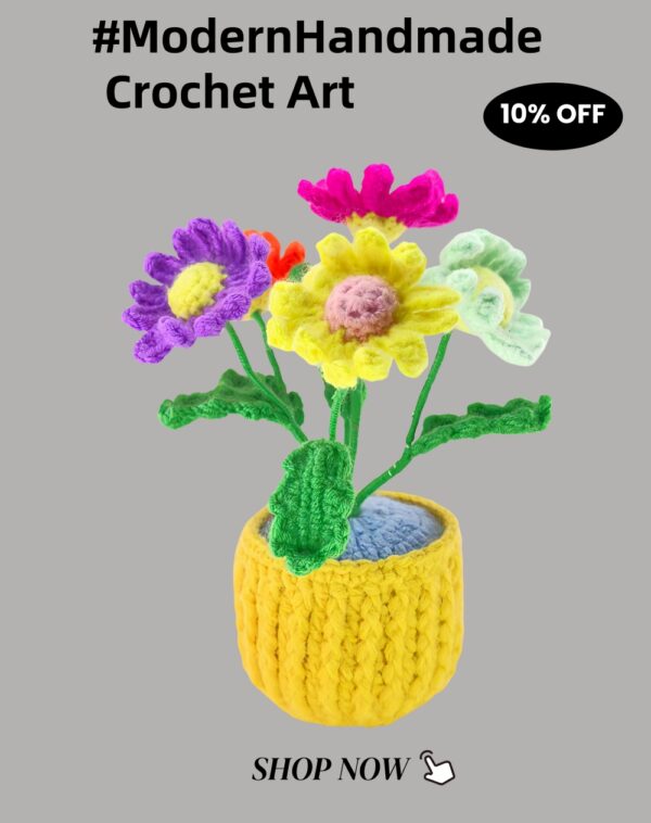 Personalized design hand-crocheted flower ornaments, colorful flowers for home decoration, high-end handcrafted handicraft gifts