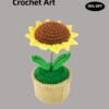 Hand-knitted wool crocheted products, little white rabbit hand-crocheted products, decorative items, crochet flowers, artificial sunflowers, suitable for office desk, car dashboard decoration, inspiring gifts, women's hand-knitted flowers, birthday and Christmas parties, home decoration