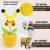 Cute little rabbit fashionable crochet flower ornament, small crochet flower potted artificial flower plant, suitable for office desk, home car dashboard, office decoration