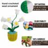 6 White Lily of the Valley Flowers Wool Handmade Desktop Ornaments, Cute Hand-crocheted White Lily of the Valley Flower Pot (Emotional Support Plant), Gift for Family/Friends/Teachers