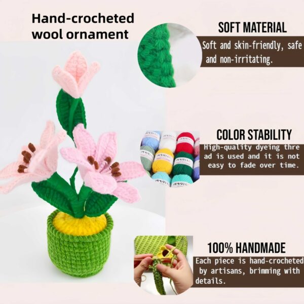 High-end knitted hand-crocheted potted flower cotton DIY artificial plants, long-lasting home decoration, suitable for birthdays, weddings, friends and family.