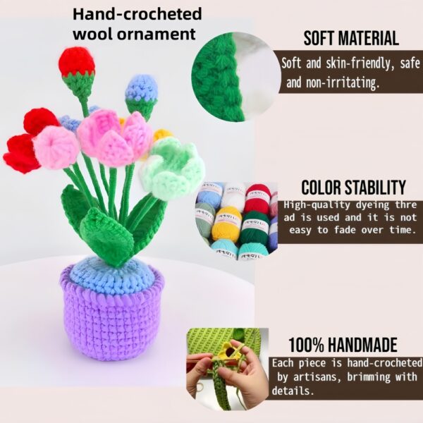 Artificial plant crochet hand-woven flowers are suitable for home rooms, dining tables, office decorations, and birthday gifts for family and friends on their anniversaries