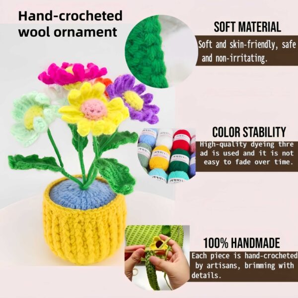 Personalized design hand-crocheted flower ornaments, colorful flowers for home decoration, high-end handcrafted handicraft gifts