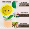 Sunflower shaking head knitted ornament, pink flowerpot knitted crochet, sunflower potted plant, sunflower is a handmade flower suitable for friends, students, family and loved ones, home office decoration, car decoration.
