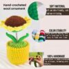 Crochet flower artificial sunflowers are suitable for office desk and car dashboard decoration, inspiring gifts, women's hand-knitted flowers, birthday and Christmas parties, home decoration (yellow decorative sunflowers)