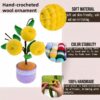 Yellow peach hand-crocheted flower desktop ornament, high-end home hand-knitted wool decoration, gift for family and friends, home wedding desk and coffee shop decoration