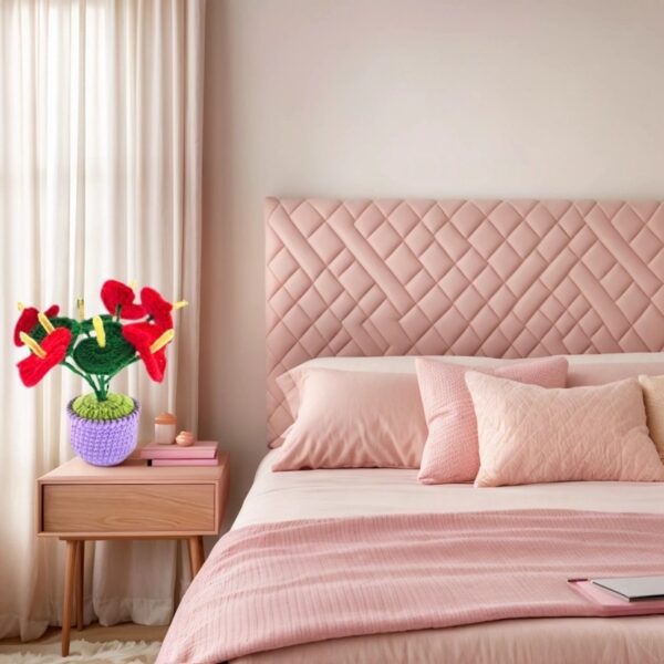 8 red wool flowers home desktop ornaments handmade crochet decoration wool crafts handmade crochet wool potted simulation plants computer desktop ornaments holiday gifts