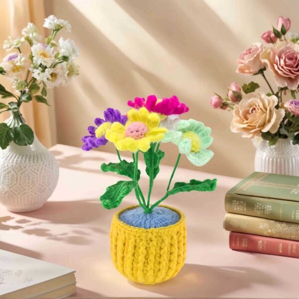 Personalized design hand-crocheted flower ornaments, colorful flowers for home decoration, high-end handcrafted handicraft gifts