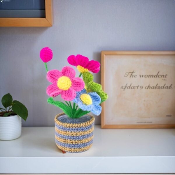 High-end knitted hand-crocheted potted flower cotton DIY artificial plants, long-lasting home decoration, suitable for birthdays, weddings, friends and family.