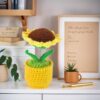 Crochet flower artificial sunflowers are suitable for office desk and car dashboard decoration, inspiring gifts, women's hand-knitted flowers, birthday and Christmas parties, home decoration (yellow decorative sunflowers)