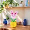 Hand-knitted wool crocheted products, little white rabbit hand-crocheted products, decorative items, crochet flowers, artificial sunflowers, suitable for office desk, car dashboard decoration, inspiring gifts, women's hand-knitted flowers, birthday and Christmas parties, home decoration