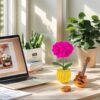 Red carnation flowers, hand-crocheted flower ornaments, hand-crocheted flowerpots, large-sized home decoration ornaments, desktop ornaments, artworks, and excellent gifts