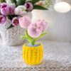Hand-crocheted tulip ornaments, artificial tulips hand-woven flowers, suitable for home and office decoration, and as birthday gifts for family and friends on their anniversaries