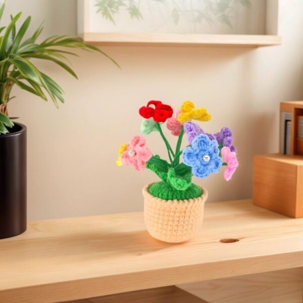 Colorful hand-crocheted flower POTS and crochet flowers, cute little potted flowers, birthday, Teachers' Day, graduation ceremony, anniversary, Christmas, car dashboard decoration, home office decoration