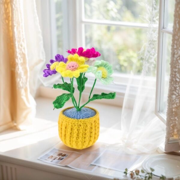 Personalized design hand-crocheted flower ornaments, colorful flowers for home decoration, high-end handcrafted handicraft gifts