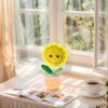 Sunflower shaking head knitted ornament, pink flowerpot knitted crochet, sunflower potted plant, sunflower is a handmade flower suitable for friends, students, family and loved ones, home office decoration, car decoration.