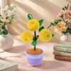 Yellow peach hand-crocheted flower desktop ornament, high-end home hand-knitted wool decoration, gift for family and friends, home wedding desk and coffee shop decoration