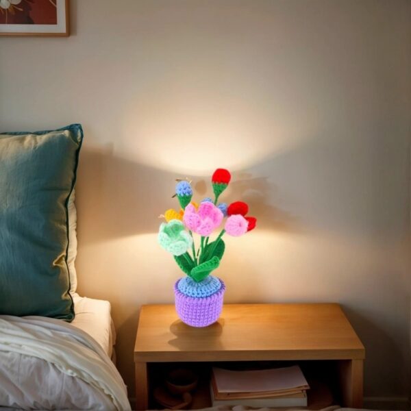 Artificial plant crochet hand-woven flowers are suitable for home rooms, dining tables, office decorations, and birthday gifts for family and friends on their anniversaries