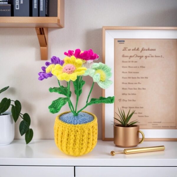 Personalized design hand-crocheted flower ornaments, colorful flowers for home decoration, high-end handcrafted handicraft gifts