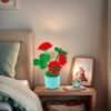 Beautiful and noble red hand-crocheted flowers, hand-crocheted flowerpots, knitted flower plants, Kawaii hand-crocheted flowers, small potted artificial flower plants, desktop home car dashboard decoration